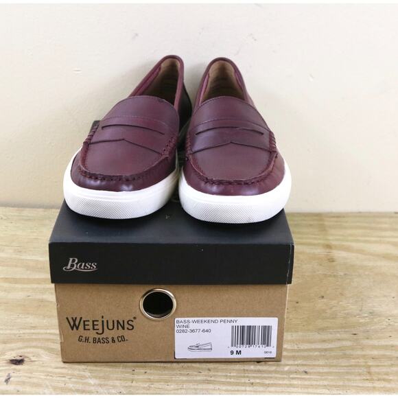 New GH Bass Weejuns Womens 9M Red Leather Penny Loafers Weekend Slip On - Picture 2 of 8